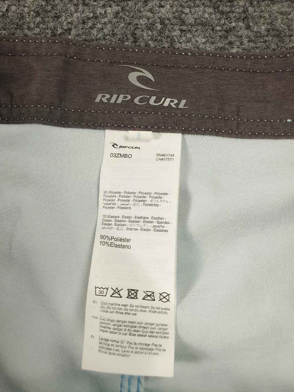 Rip Curl Cove Boardshorts 34 Unlined Swim Trunks Teal Blue Stripe Beach Surf
